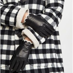 Kate Spade New York Scallop Leather Gloves Small